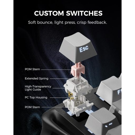 GravaStar Mercury K1 75% Mechanikus Gaming Billentyűzet Alumínium Exoskeleton RGB