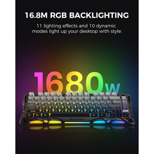 GravaStar Mercury K1 75% Mechanikus Gaming Billentyűzet Alumínium Exoskeleton RGB