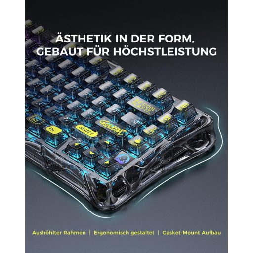 Tastatură de Gaming Wireless GravaStar Mercury K1 Lite 75% cu Iluminare RGB