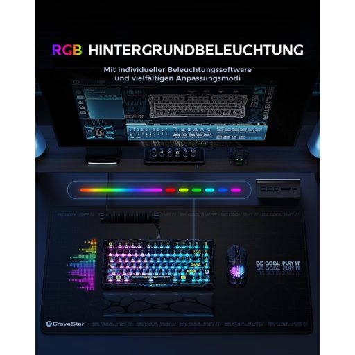 Tastatură de Gaming Wireless GravaStar Mercury K1 Lite 75% cu Iluminare RGB