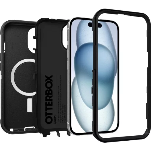 OtterBox Defender Series MagSafe iPhone 15/14/13 ütésálló védőtok fekete - iPhone 16e / 15 / 14 / 13, black, Defender MagSafe