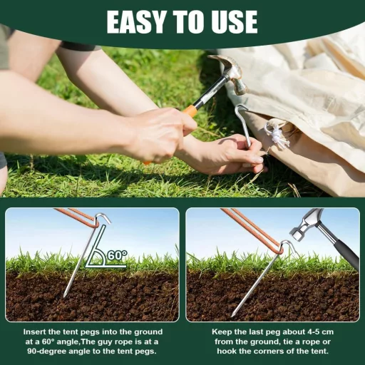 flintronic Piroane Cort 18cm Aluminiu 24buc. Țăruși Cort Metal Dur pentru Camping