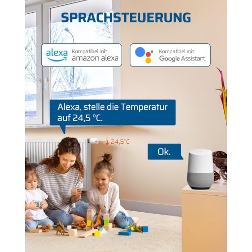 DEWENWILS Zigbee okos termosztát radiátorhoz, programozható fűtésszabályozás, Alexa és Google Home kompatibilis