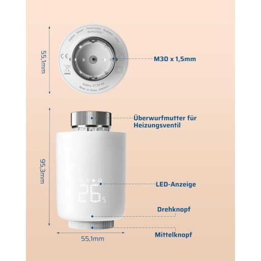 Termostat inteligent Zigbee DEWENWILS pentru calorifer, control programabil al încălzirii, compatibil cu Alexa și Google Home