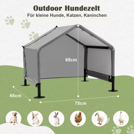 A.FATI Vonkajšia búda pre malých psov 75x65x65 cm s nepremokavou strechou, sivá