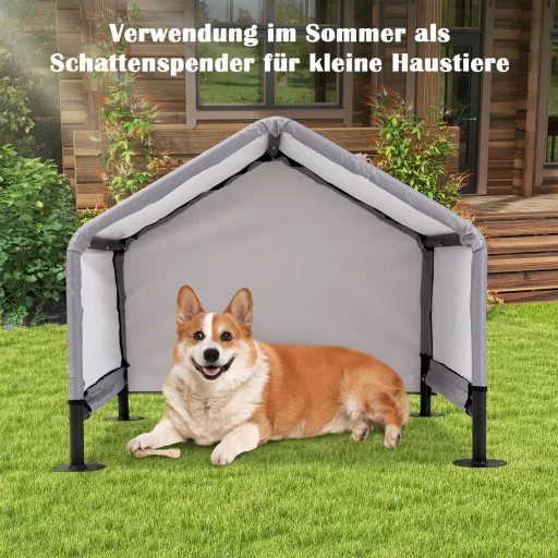 A.FATI Vonkajšia búda pre malých psov 75x65x65 cm s nepremokavou strechou, sivá