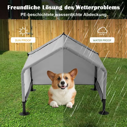 A.FATI Vonkajšia búda pre malých psov 75x65x65 cm s nepremokavou strechou, sivá