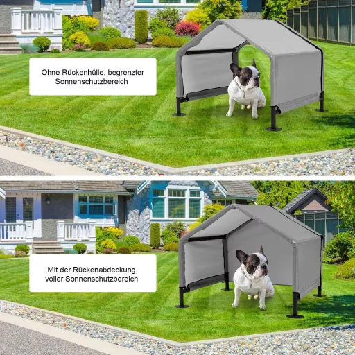 A.FATI Vonkajšia búda pre malých psov 75x65x65 cm s nepremokavou strechou, sivá