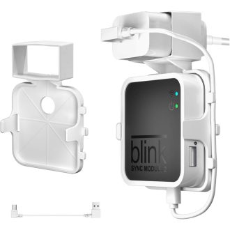   Držiak na stenu Akoemxeeo pre Blink Sync Module 2 - Biely plastový držiak s USB káblom, pre kamerový systém Blink, inštalácia bez vŕtania