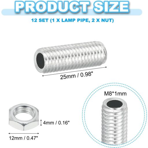 PATIKIL M8 Menetes Lámpacsatlakozó Készlet 12db Fehér Cinkozott Lámpaadapter