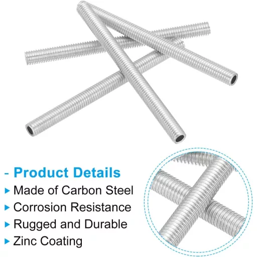 Set 12 Adaptoare pentru Lampă PATIKIL M8, Filetate, Zincate, Albe