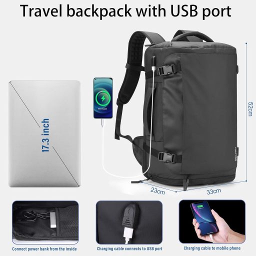 Rucsac de călătorie HOMIEE 40L, impermeabil, pentru laptop 15.6-17.3, cu compartiment pentru pantofi