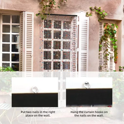 YCBTREE Cortină de Mărgele din Bambus - Cortină Colorată pentru Ușă în Stil Boem, Anti-Insecte - Separator Decorativ de Spațiu pentru Casă, Balcon, Fereastră 90x190
