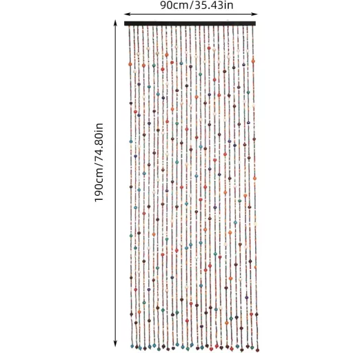 YCBTREE Cortină de Mărgele din Bambus - Cortină Colorată pentru Ușă în Stil Boem, Anti-Insecte - Separator Decorativ de Spațiu pentru Casă, Balcon, Fereastră 90x190
