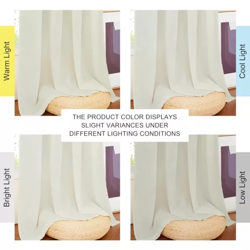 PONY DANCE Len Függöny Akasztófülekkel - Félátlátszó Elefántcsontfehér Sínrendszerre, 260x300 cm, Fodros Szalaggal, Nappali Hálószoba Konyha