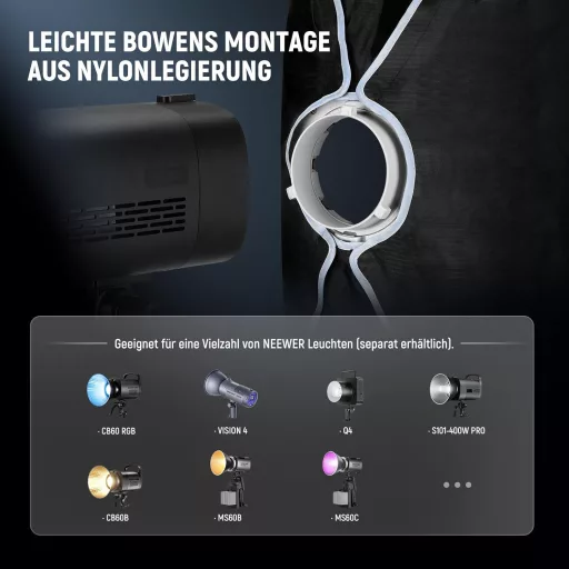 NEEWER 60x90cm Obdĺžnikový Softbox s Bowens Montážou - Rýchloupínací Štúdiový Modifikátor Svetla s Difúzorom a Mriežkou, pre Aputure 120d a Godox S
