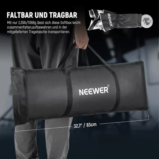 NEEWER Softbox dreptunghiular 60x90cm cu montură Bowens - Studio Light Shaper cu difuzor cu eliberare rapidă și grilă tip fagure cu geantă de transport, compatibil cu Aputure 120d și Godox S