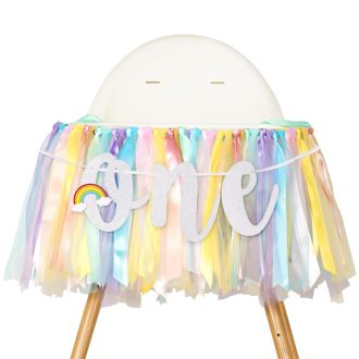   G2PLUS Szivárványos Ülőke Banner 1. Születésnap Lány Fiú Baba Zuhany Dekoráció