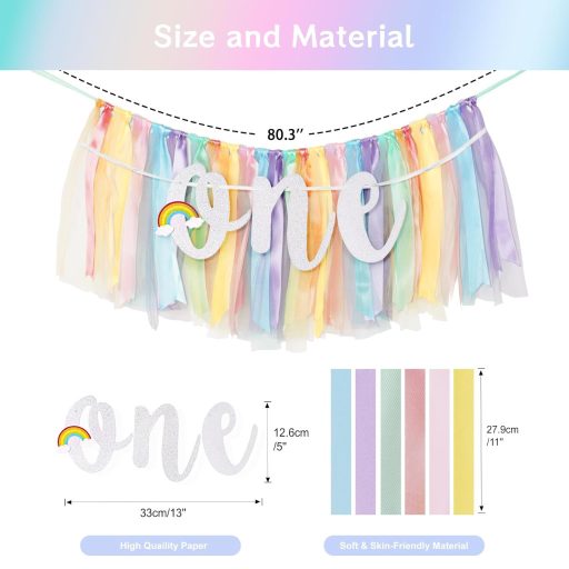 G2PLUS Banner Curcubeu Scaun Înalt Decor Petrecere 1 An Fată Băiat Baby Shower