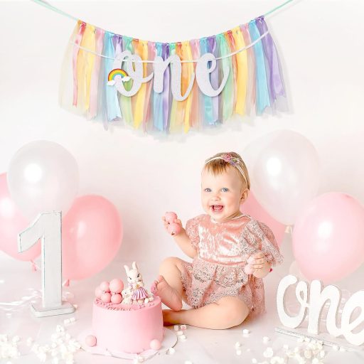 G2PLUS Banner Curcubeu Scaun Înalt Decor Petrecere 1 An Fată Băiat Baby Shower