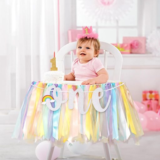 G2PLUS Banner Curcubeu Scaun Înalt Decor Petrecere 1 An Fată Băiat Baby Shower