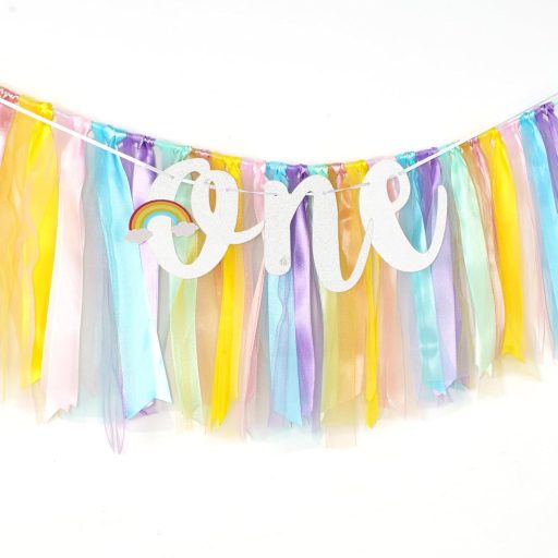 G2PLUS Banner Curcubeu Scaun Înalt Decor Petrecere 1 An Fată Băiat Baby Shower