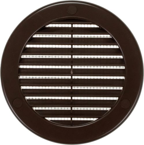 Vent Systems 100 mm Grilă de aerisire rotundă maro cu plasă de insecte - Gură de aerisire de perete și tavan pentru baie, bucătărie, birou, garaj