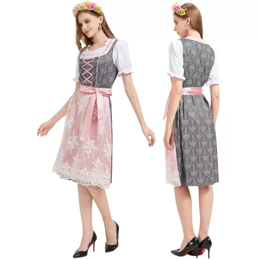 Hislovy dámsky 5-dielny kostým na Oktoberfest, dirndl midi šaty
