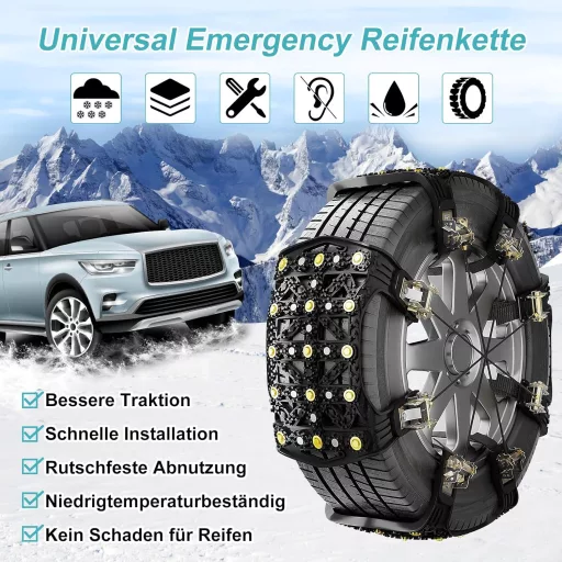 SUNYRISY 8-dielna sada snehových reťazí, univerzálne núdzové reťaze pre automobily, nastaviteľné TPU gumové reťaze, vysoká priľnavosť, pre šírku pneumatík 215-285 mm