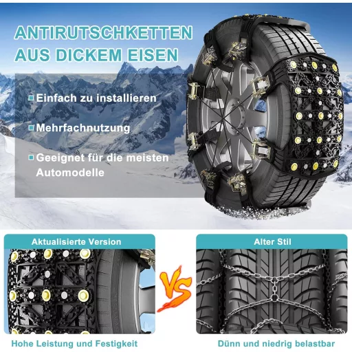 SUNYRISY 8-dielna sada snehových reťazí, univerzálne núdzové reťaze pre automobily, nastaviteľné TPU gumové reťaze, vysoká priľnavosť, pre šírku pneumatík 215-285 mm