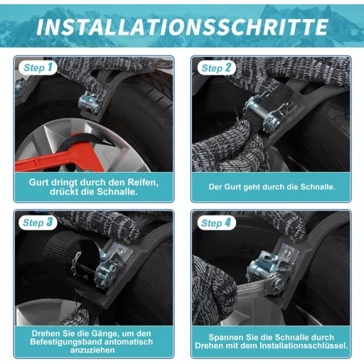 SUNYRISY 8-dielna sada snehových reťazí, univerzálne núdzové reťaze pre automobily, nastaviteľné TPU gumové reťaze, vysoká priľnavosť, pre šírku pneumatík 215-285 mm