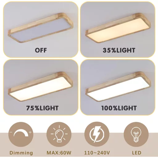 Schindora LED mennyezeti lámpa fa 100x30cm dimmelhető távirányítóval
