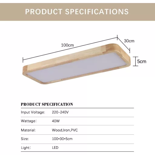 Schindora LED mennyezeti lámpa fa 100x30cm dimmelhető távirányítóval