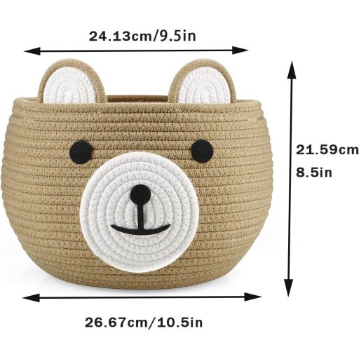 PandaEar Pamut Kötél Babakorb Macis Mintával - Pelenkázó Organizer Újszülötteknek