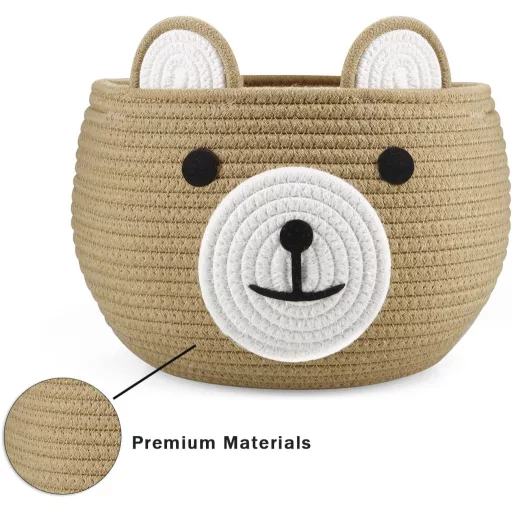 PandaEar Pamut Kötél Babakorb Macis Mintával - Pelenkázó Organizer Újszülötteknek