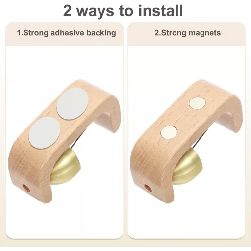 PATIKIL Fa Ajtócsengő Mágneses Függeszthető Fém Harangos Csengő Önragasztós