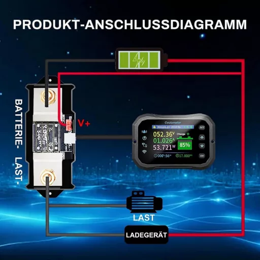 DewinLVD 600A WiFi Akkumulátor Monitor 12-72V Feszültségmérő App Vezérléssel