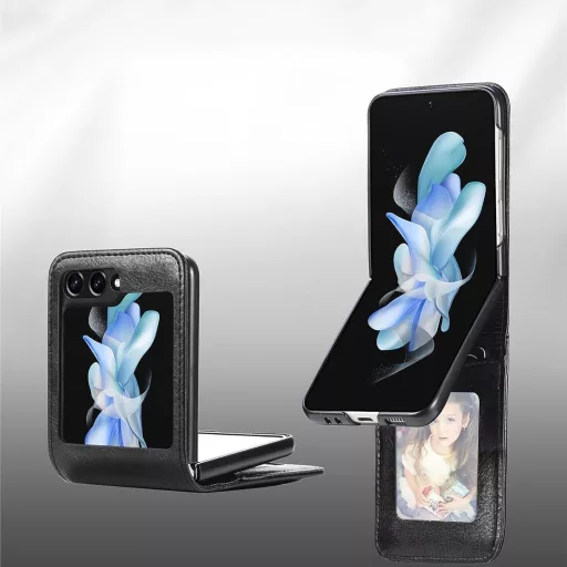 Verco Samsung Galaxy Z Flip 6 5G flip tok, fekete védőtok függőleges összehajtható mobiltelefonhoz