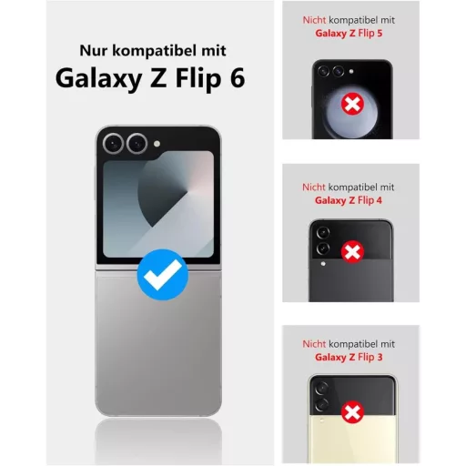 Verco Samsung Galaxy Z Flip 6 5G flip tok, fekete védőtok függőleges összehajtható mobiltelefonhoz