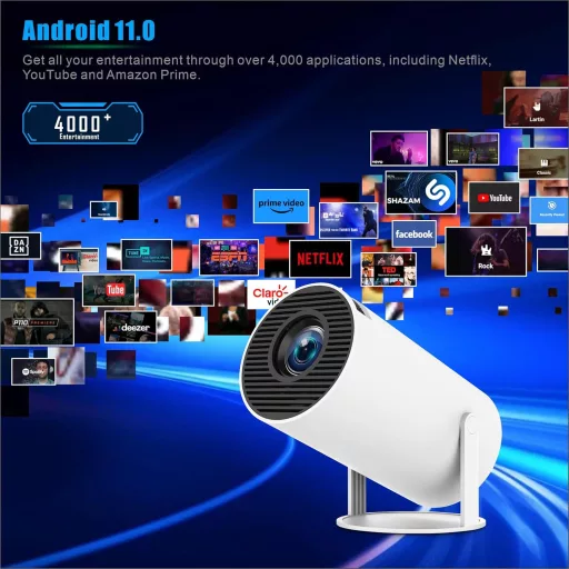Thunrlge HY300 Mini Projektor 4K Kompatibilis - WiFi 6, BT5.2, Android 11, Netflix, 180° Forgatható, Automatikus Keystone Korrekció, HDMI/US - Standard" or "Vivid