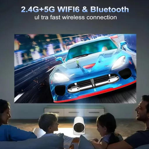 Thunrlge HY300 Mini Projektor 4K Kompatibilis - WiFi 6, BT5.2, Android 11, Netflix, 180° Forgatható, Automatikus Keystone Korrekció, HDMI/US - Standard" or "Vivid
