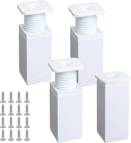 Luabue Picioare Reglabile pentru Mobilier - 10 cm Aluminiu Alb, Bază Pătrată, pentru Mese, Dulapuri, Canapele, Paturi - Picior Modern pentru Mobilier