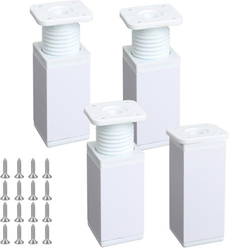 Luabue Picioare Reglabile pentru Mobilier - 10 cm Aluminiu Alb, Bază Pătrată, pentru Mese, Dulapuri, Canapele, Paturi - Picior Modern pentru Mobilier