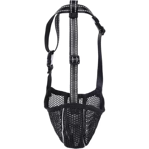 Botniță pentru câini Diketone XL pentru câini de talie mare, respirabilă, reflectorizantă, reglabilă, negru