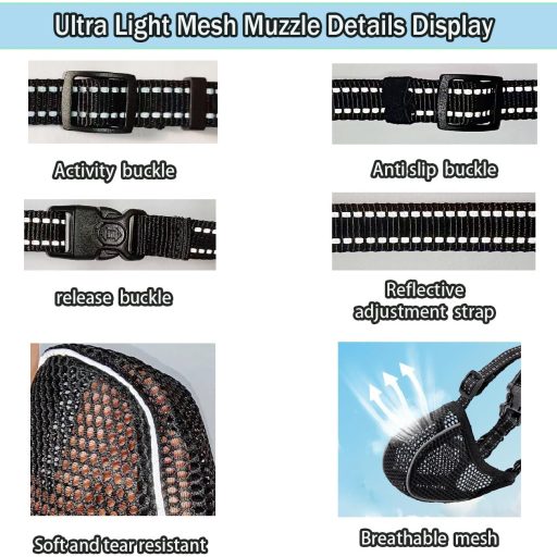 Diketone Kutyaszájkosár XL Nagyobb Kutyáknak, Légáteresztő Reflektív Állítható Fekete