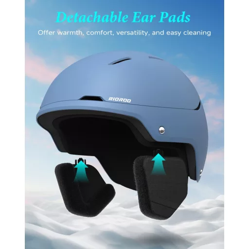 Cască de schi unisex RIOROO, mărime reglabilă, ventilată, cu protecții călduroase pentru urechi.