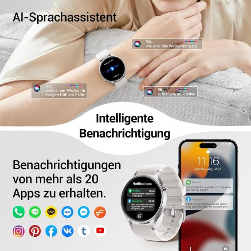 Fitpolo Okosóra 1.32" AMOLED Kijelző, 110+ Sportmód, Pulzusmérő, SpO2, Alvásmonitor, iOS/Android