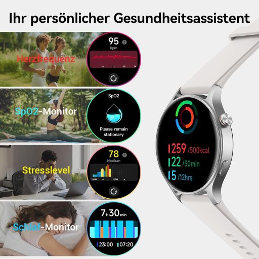 Fitpolo Smartwatch, Ecran AMOLED de 1.32", Peste 110 Moduri Sport, Monitorizare Ritm Cardiac, SpO2, Monitorizare Somn, iOS/Android