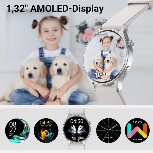 Fitpolo Smartwatch, Ecran AMOLED de 1.32", Peste 110 Moduri Sport, Monitorizare Ritm Cardiac, SpO2, Monitorizare Somn, iOS/Android