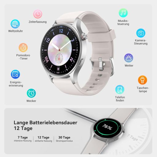 Fitpolo Smartwatch, Ecran AMOLED de 1.32", Peste 110 Moduri Sport, Monitorizare Ritm Cardiac, SpO2, Monitorizare Somn, iOS/Android